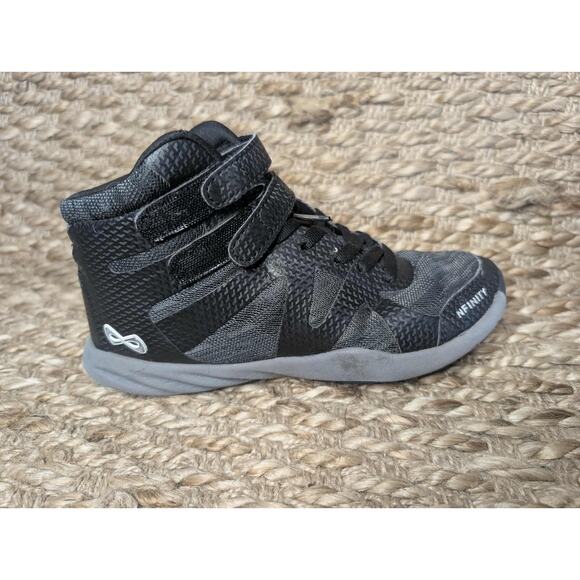 Nfinty Beast Black Midtop Performance Cheer Shoes Youth Size 4.5 Ankle Support - Picture 1 of 10